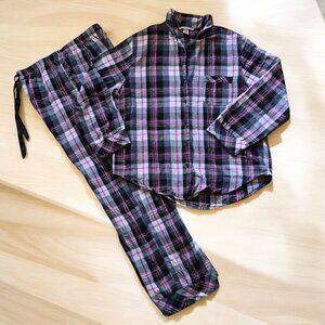 NWOT VICTORIA SECRET (MED) 2Pc Plaid Lt Flannel Pajama Lounge Set